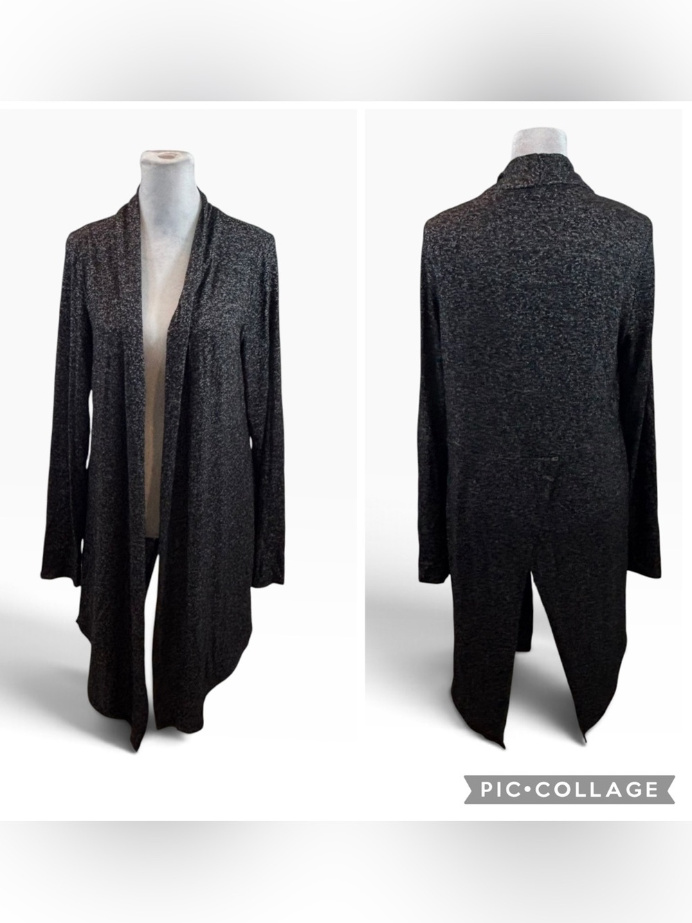Ladies Apt. 9 Brand Black and White Open Front Duster Cardigan Size Small